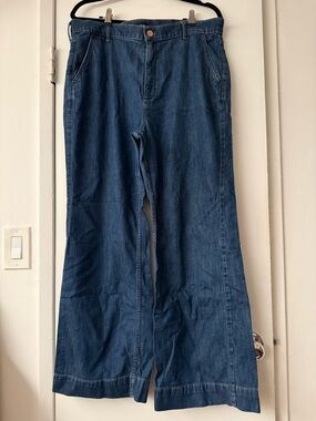 J. Crew Dark Blue Wide-Leg Denim Jeans